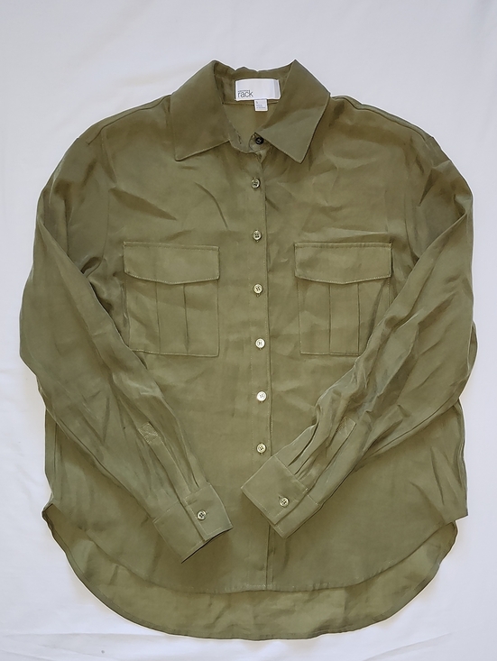 Nordstrom Tops - Nordstrom Rack Olive Green Double Pocket Utility Shirt S